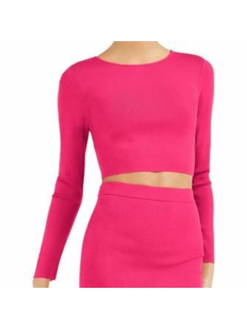 BAR III Ribbed Cropped Crewneck Sweater